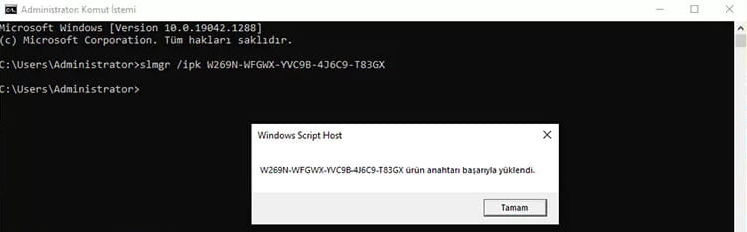 Windows 10 Lisanslama CMD